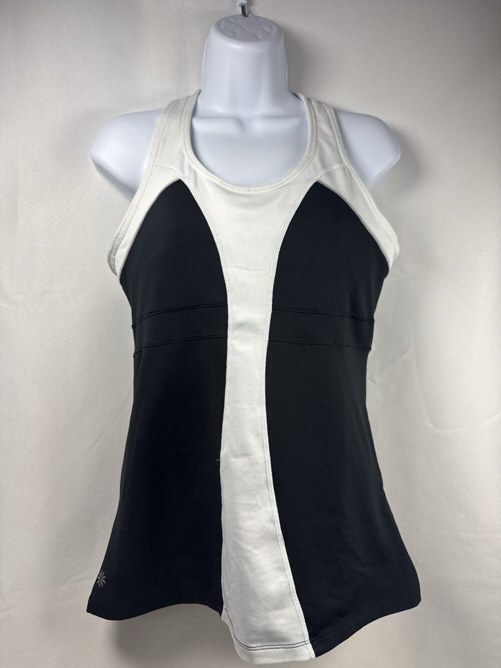 Athleta Women’s Black White Racerback Athletic Tank Top Built-In Bra Size M